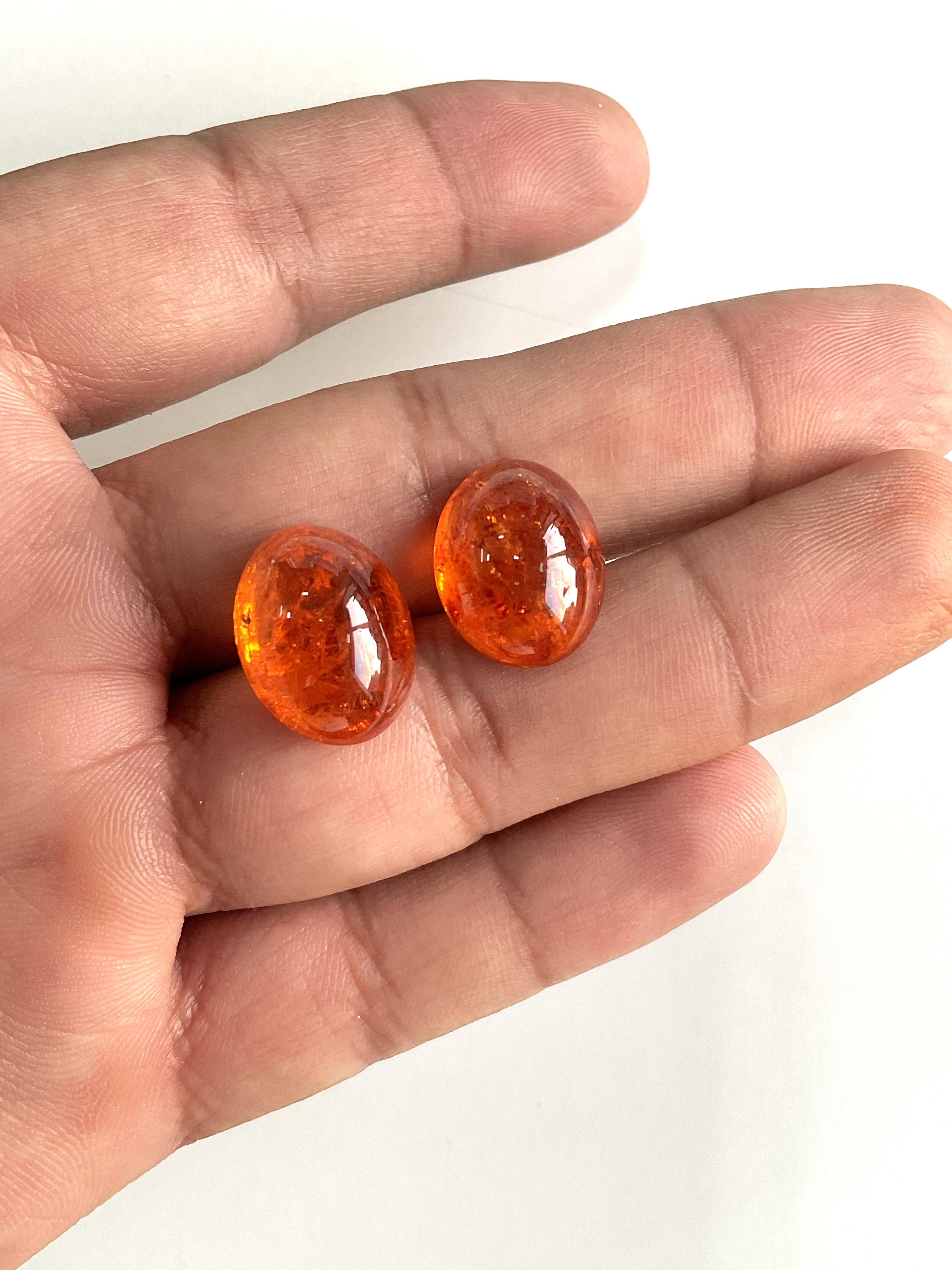 36.79 Carati di Granato Fanta Spessartite Cabochon ovale di qualità superiore Nature in vendita 4