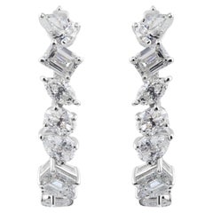 Pendientes de aro de diamantes de talla mixta certificados de 3,67 ct Oro blanco de 14 quilates