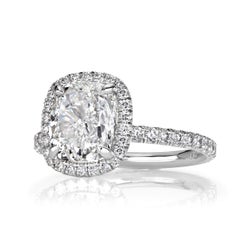 Bague de fiançailles en diamant taille coussin de 3.67ct