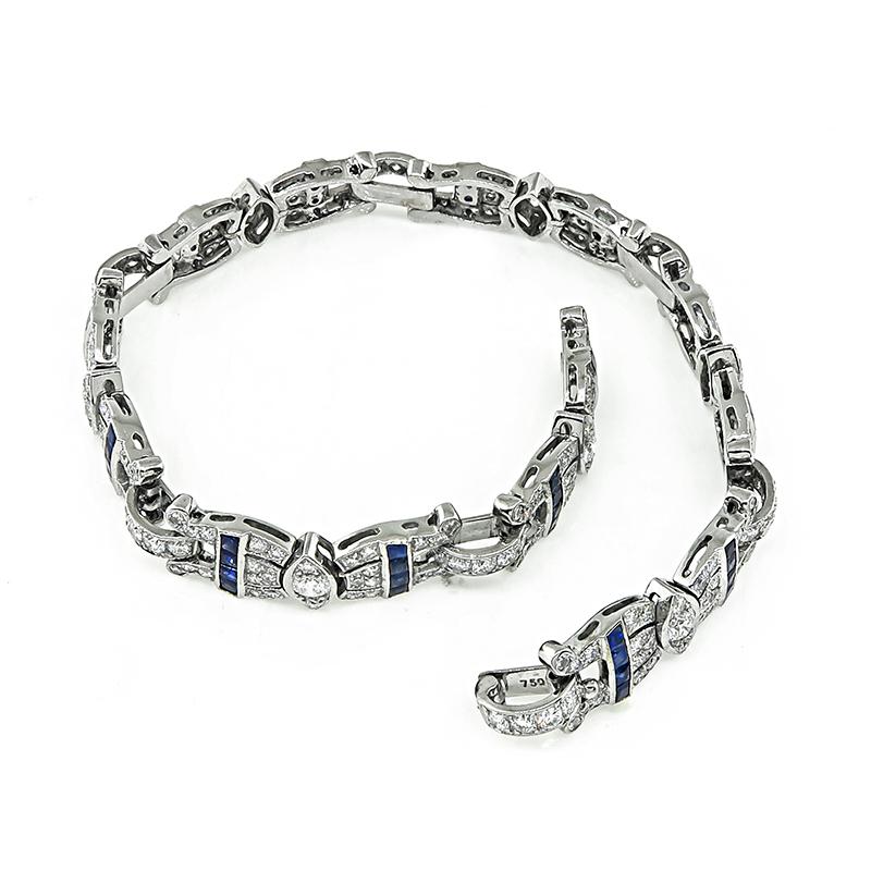 3.67ct Diamond Sapphire Bracelet In Good Condition For Sale In New York, NY