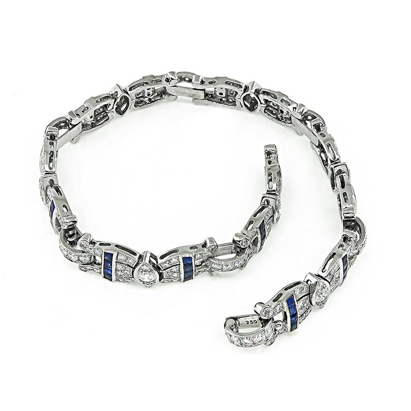 3.67ct Diamond Sapphire Bracelet In Good Condition In New York, NY