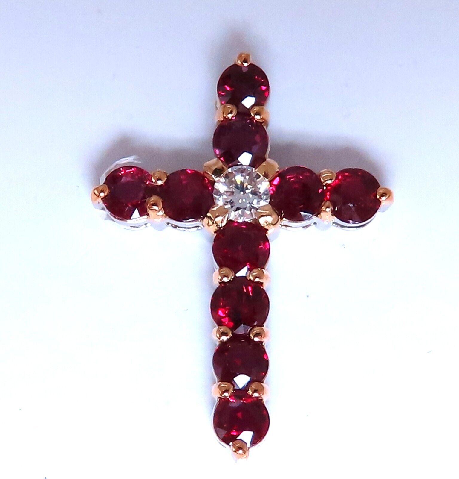 3.67ct Natural Ruby Diamond Cross 14 Karat Gold In New Condition For Sale In New York, NY