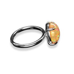 3.68 Carat Ethiopian Opal Platinum Cocktail Ring Estate Fine Jewelry