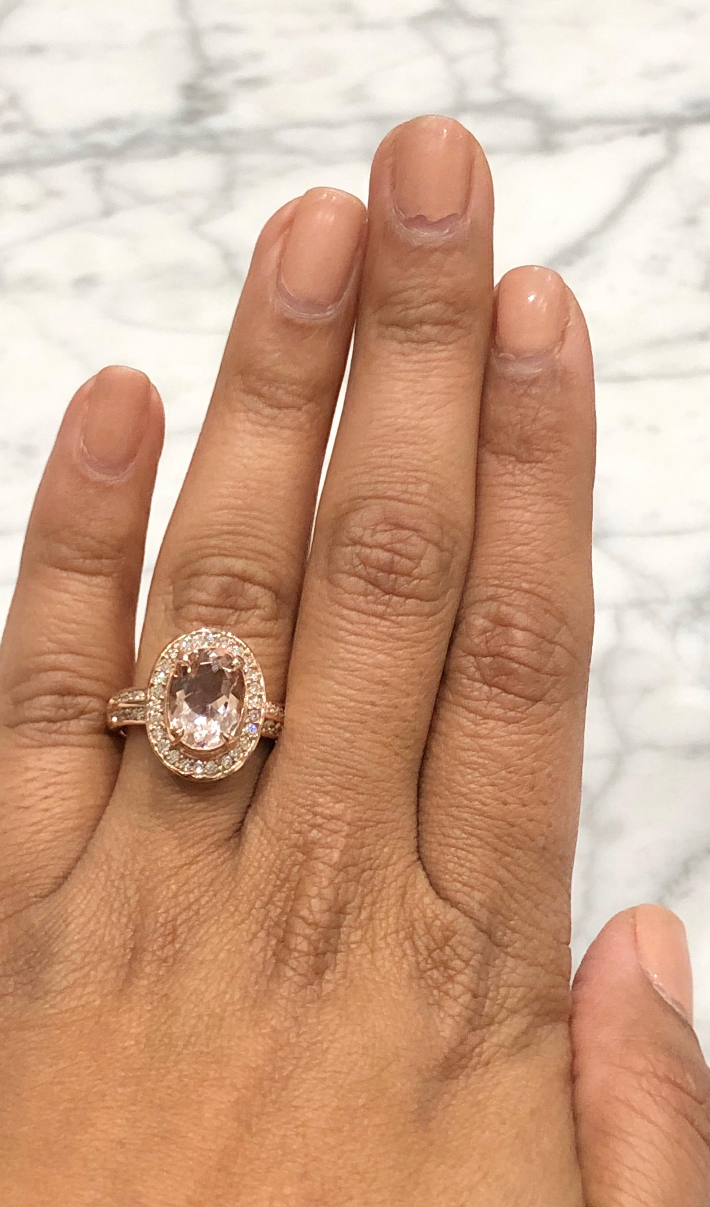 3.68 Carat Morganite Diamond Rose Gold Cocktail Ring In New Condition For Sale In Los Angeles, CA