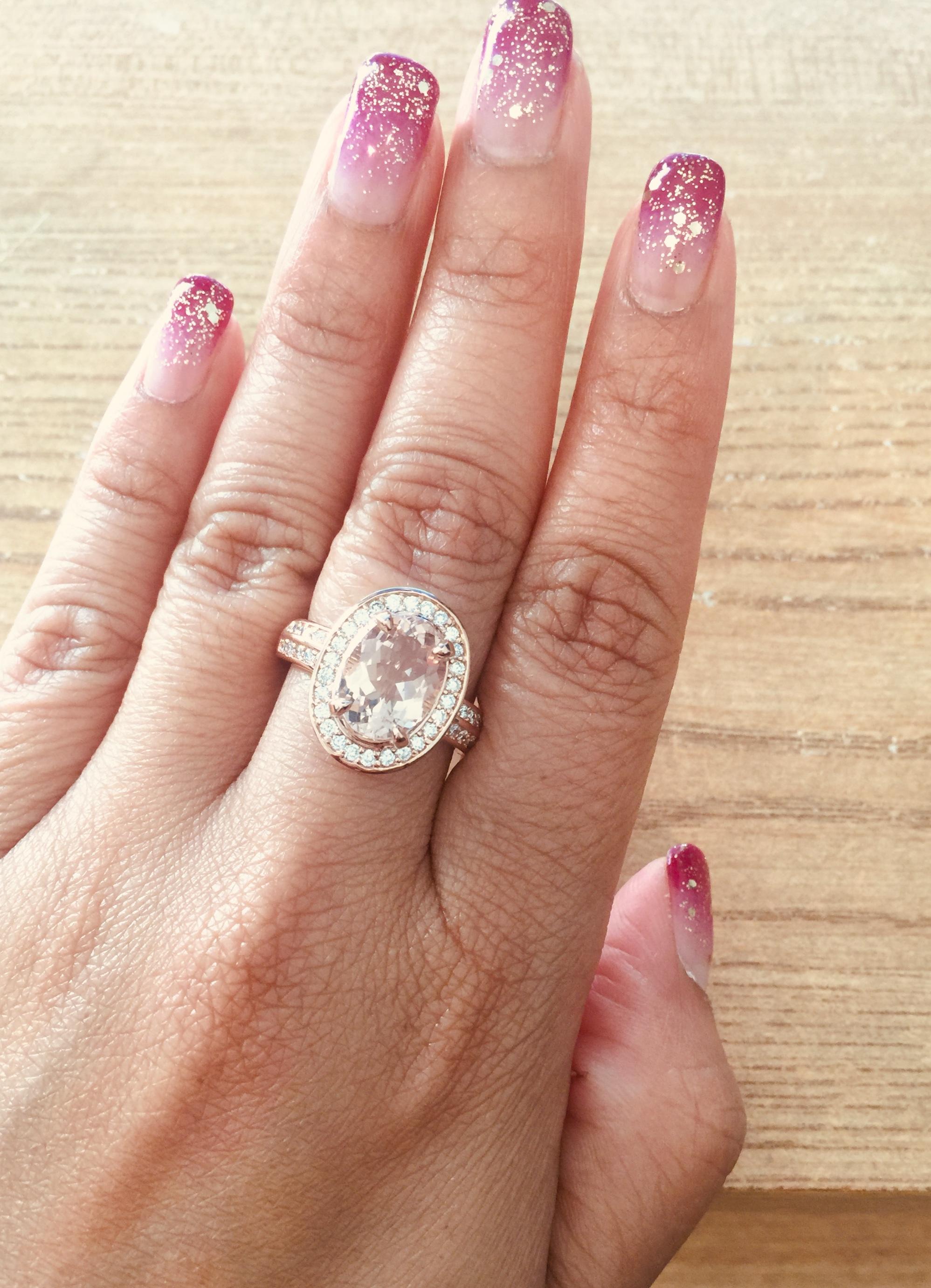 3.68 Carat Morganite Diamond Rose Gold Cocktail Ring In New Condition In Los Angeles, CA