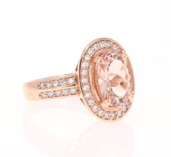 3.68 Carat Natural Morganite Diamond Rose Gold Cocktail Ring