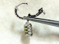 3.68 Carat Natural Peridot 1.36 Carat Diamond Dangle Earrings 14 Karat*