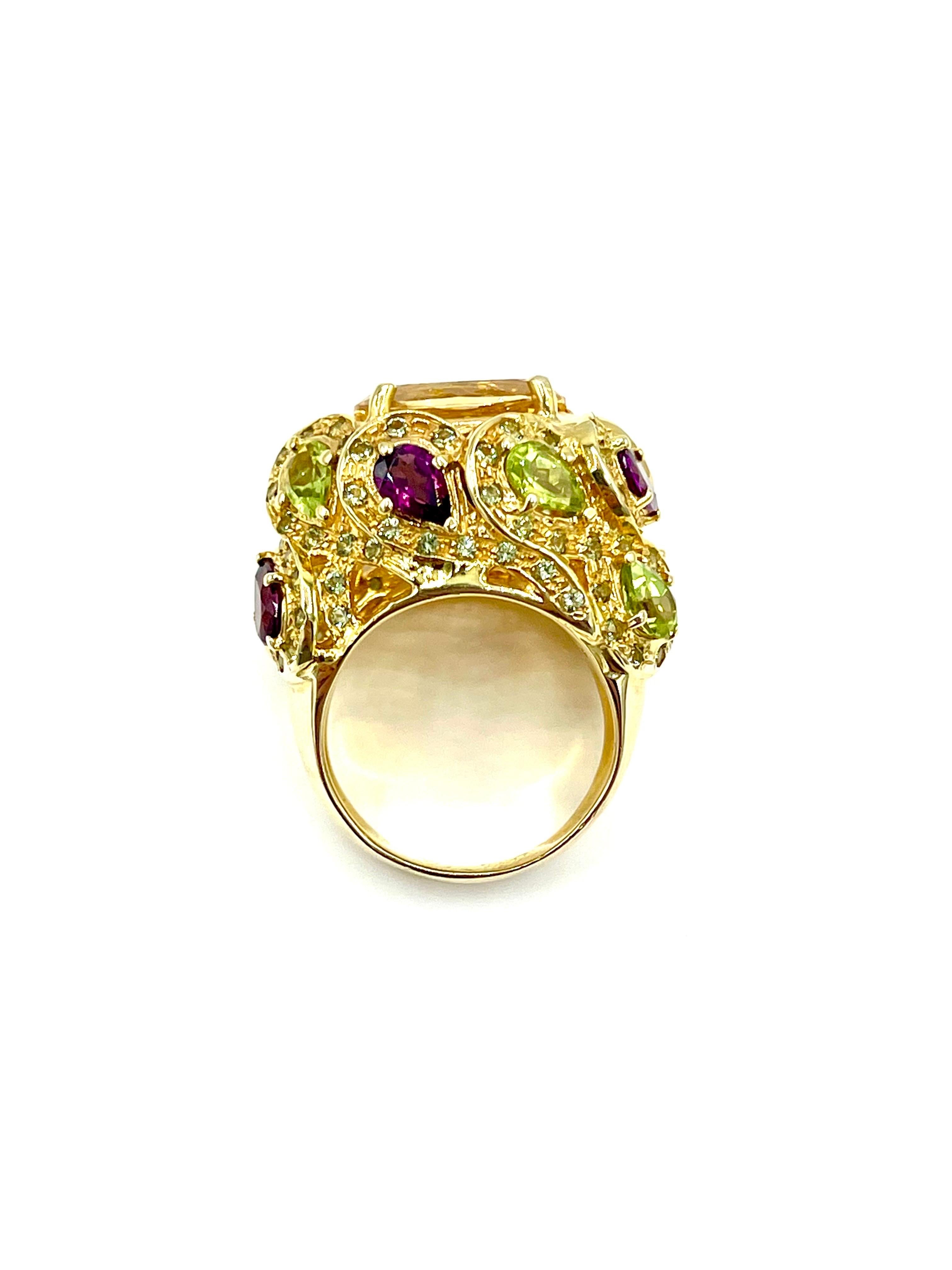 3.68 Carat Oval Citrine and Diamond Fashion Cocktail Ring In Excellent Condition In Chevy Chase, MD