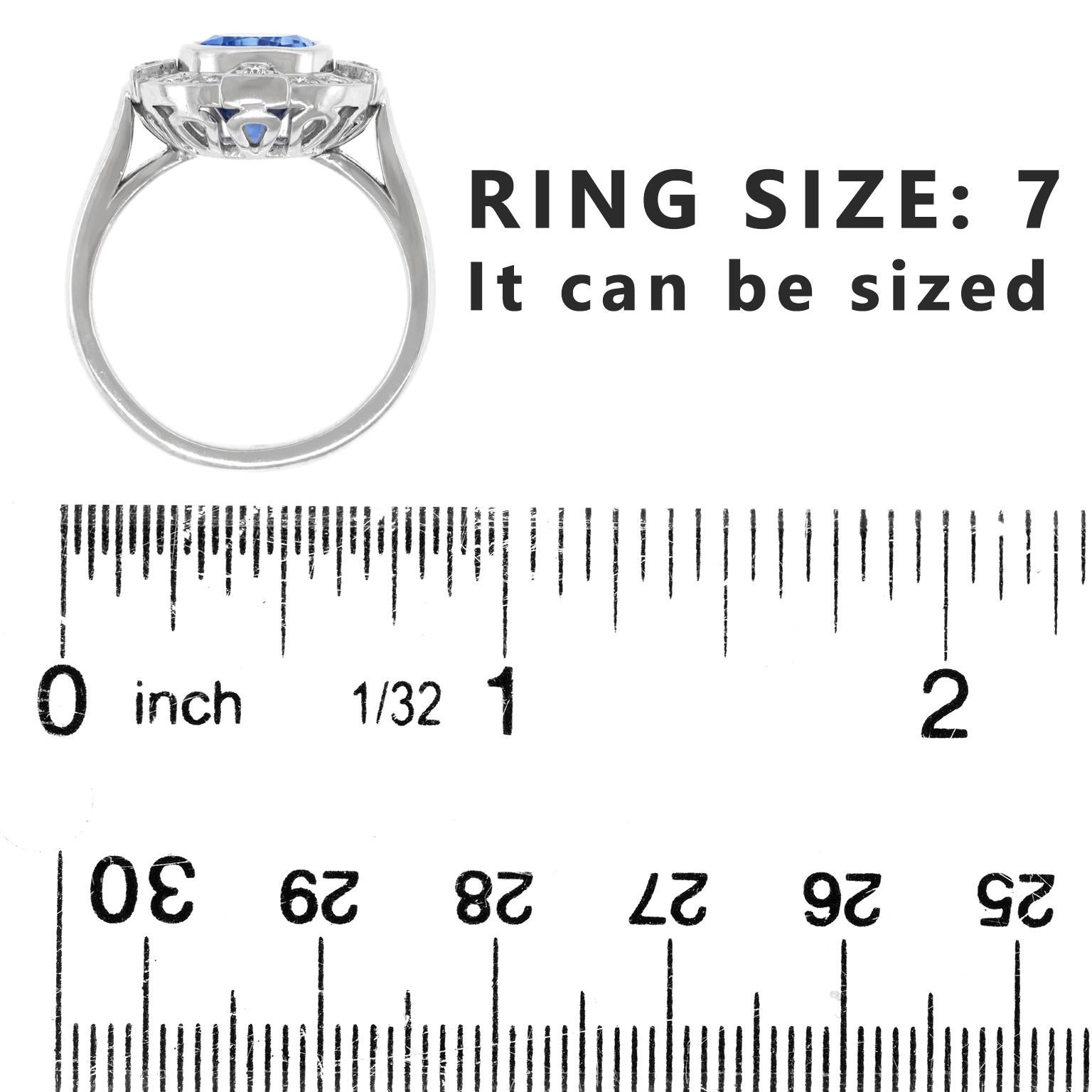 3.68 Carat Sapphire & Diamond Ring For Sale 1