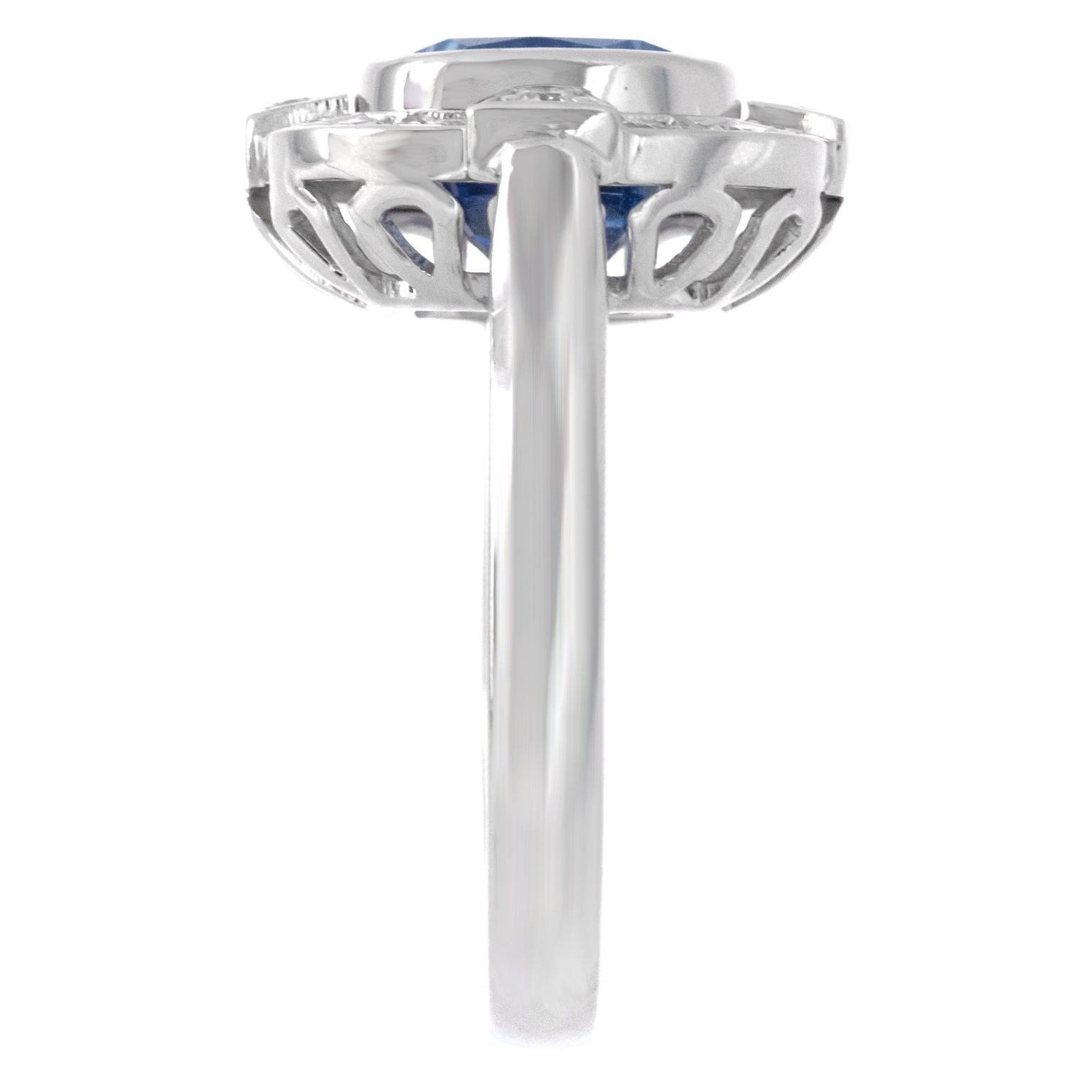3.68 Carat Sapphire & Diamond Ring For Sale 2