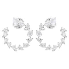 3.68 Carat SI/H Pear Emerald Cut Diamond Earrings 18 Karat White Gold Jewelry