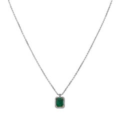 3.68 Carats Emerald and White Diamond White and Yellow Gold Necklace