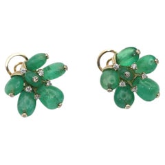36.8 Carats Emerald Earrings Yellow Gold Diamonds, Circa 1980