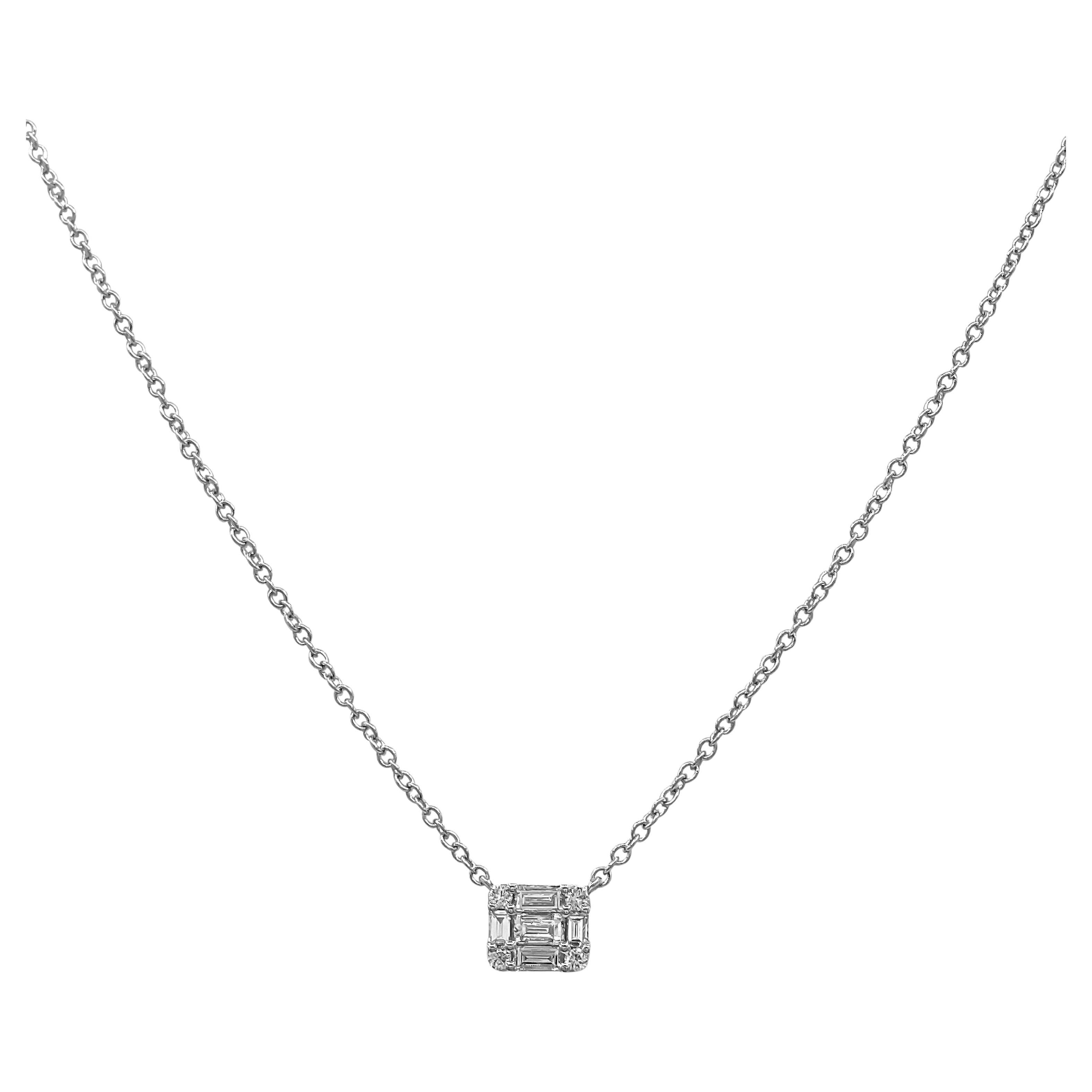 3.68 Carats White Diamond White Gold Necklace