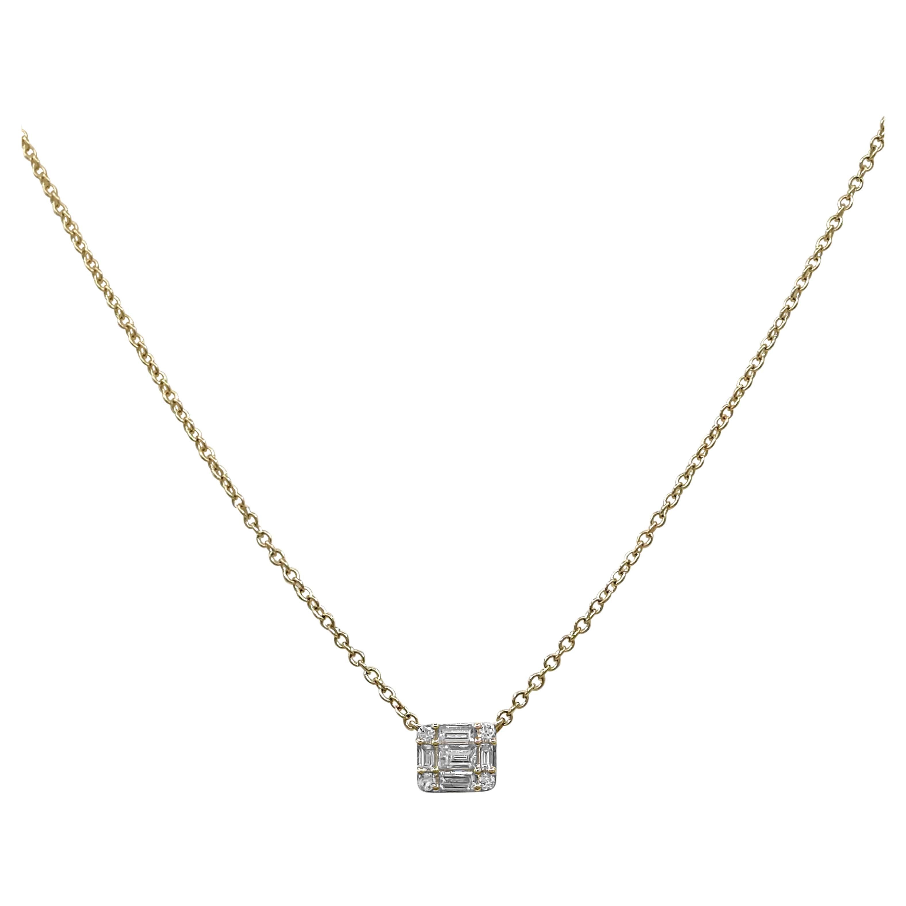 3.68 Carats White Diamond Yellow Gold Necklace