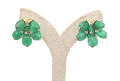 36.8 Carats Emerald Earrings Yellow Gold Diamonds, 1980