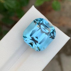 Gema suelta de 36,80 quilates de topacio azul celeste natural en forma de cojín