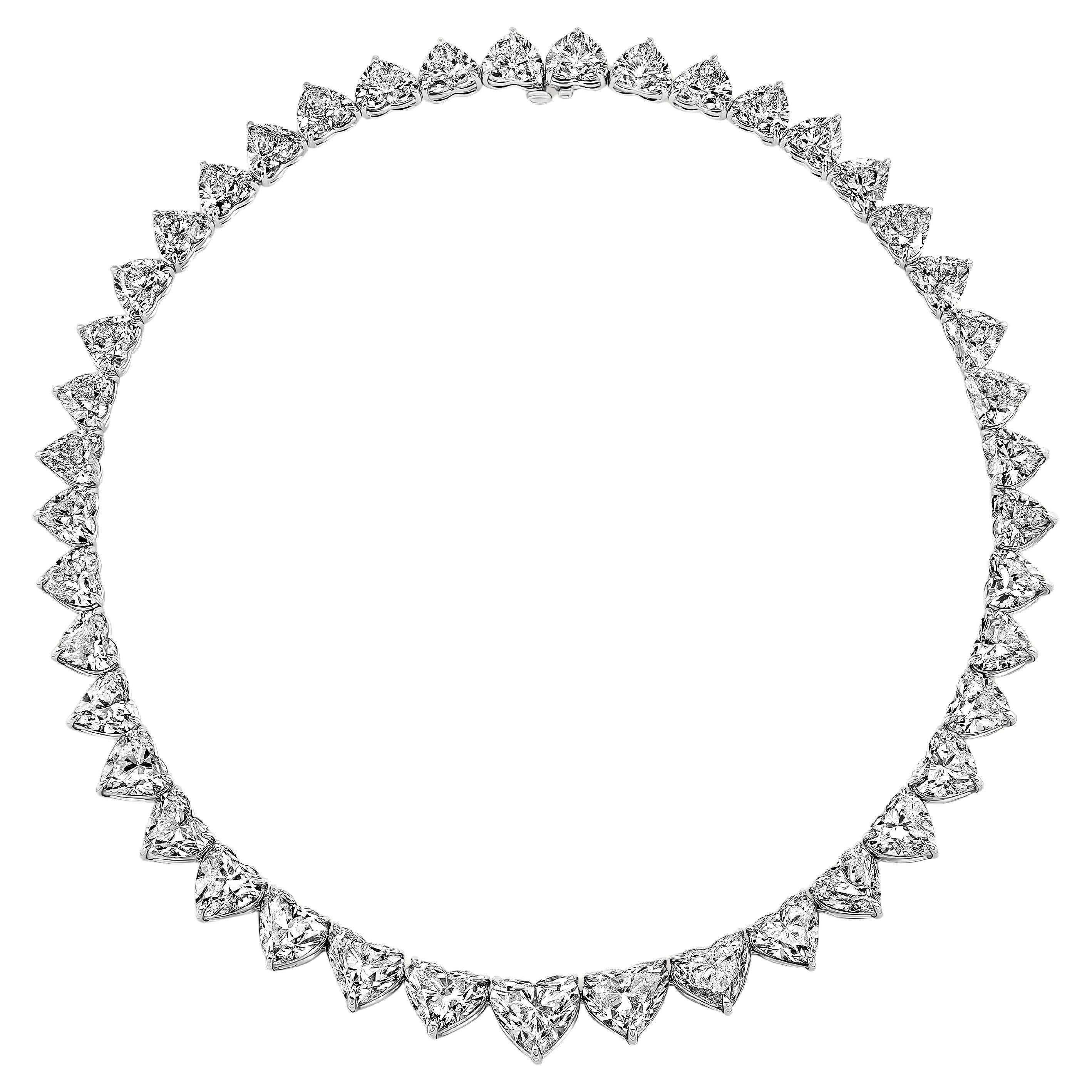 36.80ct Graduating Heart Diamond Tennis Necklace