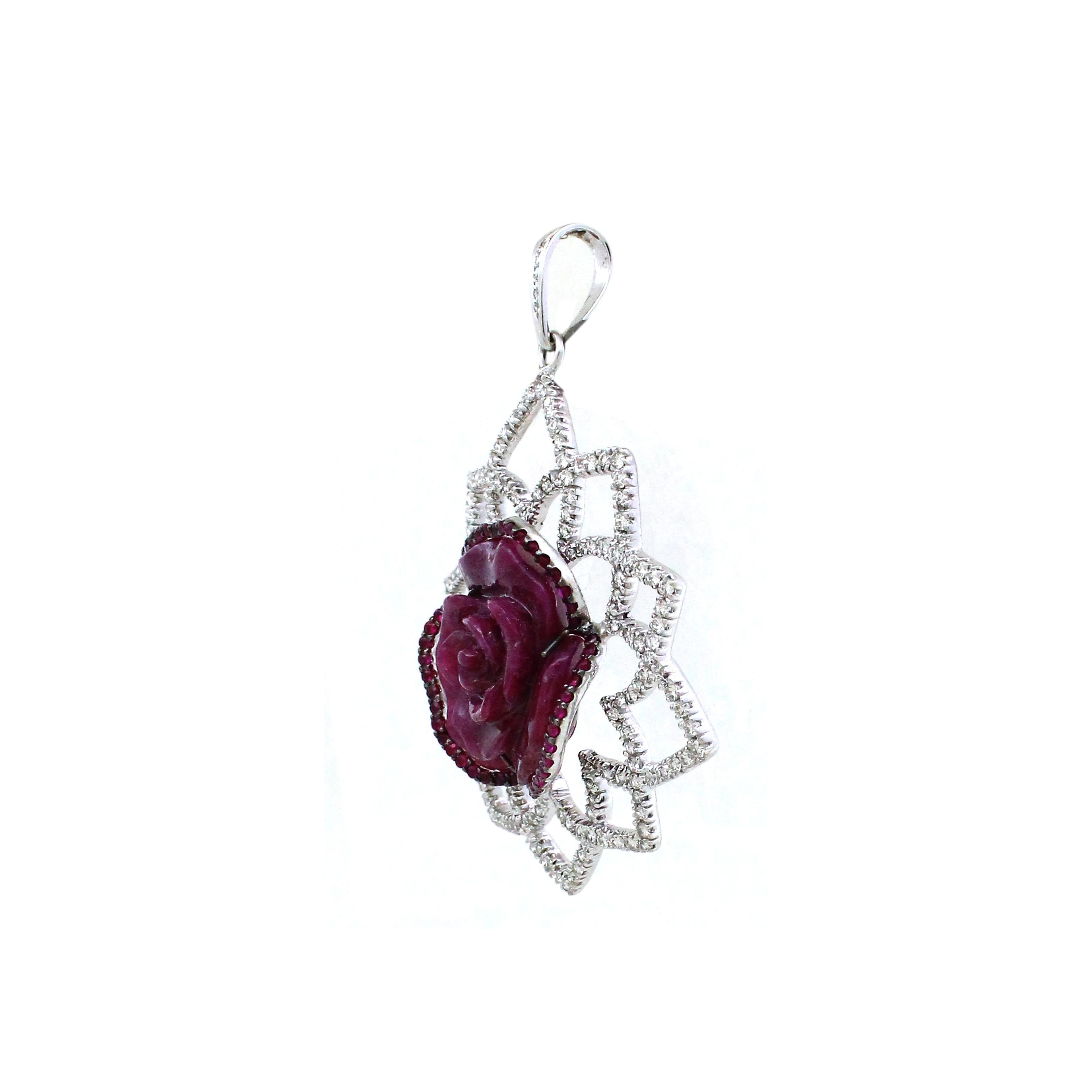 Modern 36.81 carats of Carved Ruby pendant  For Sale