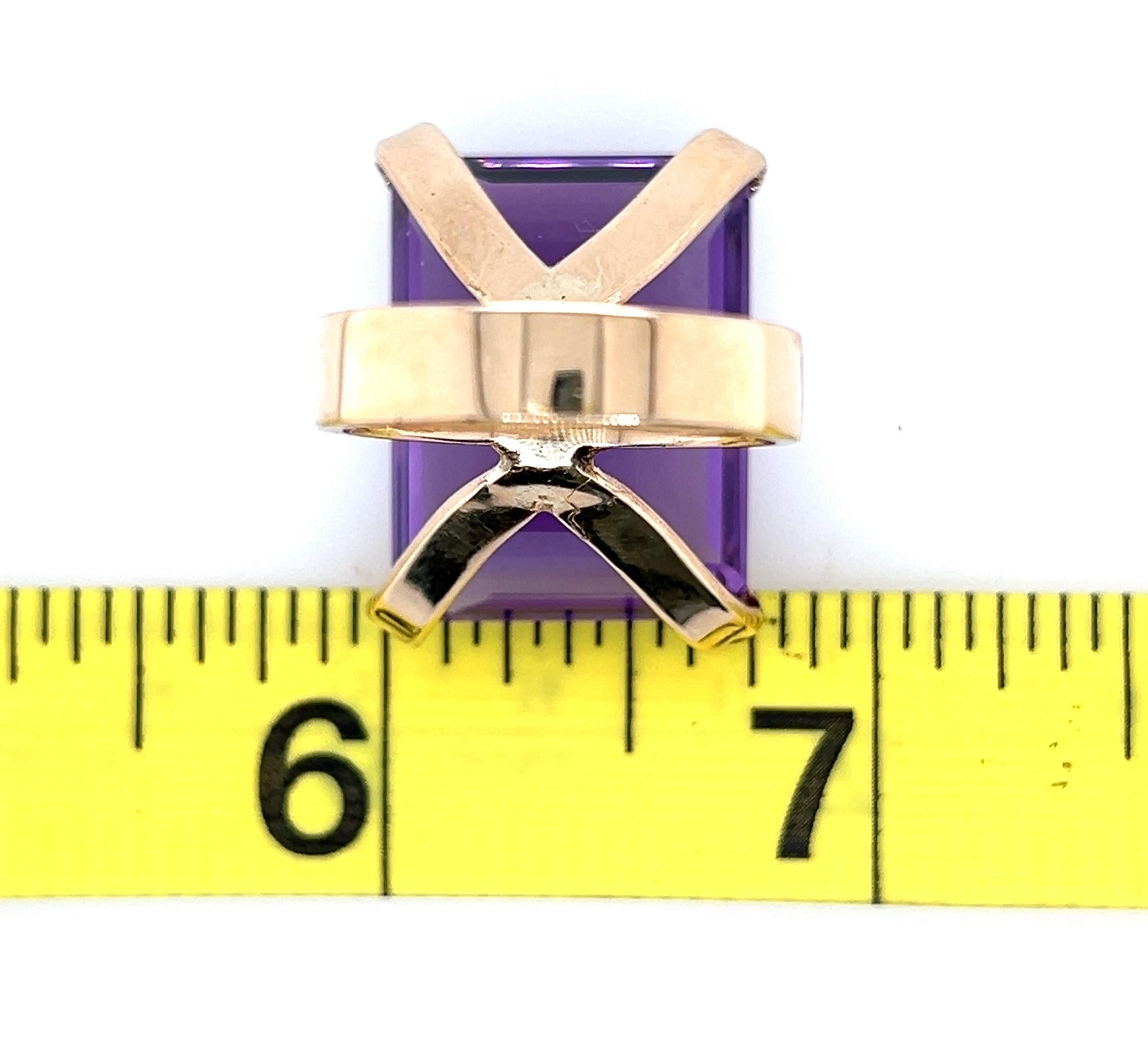 Women's or Men's 36.82 Carat Amethyst Cocktail Ring in 14kt Gold  For Sale