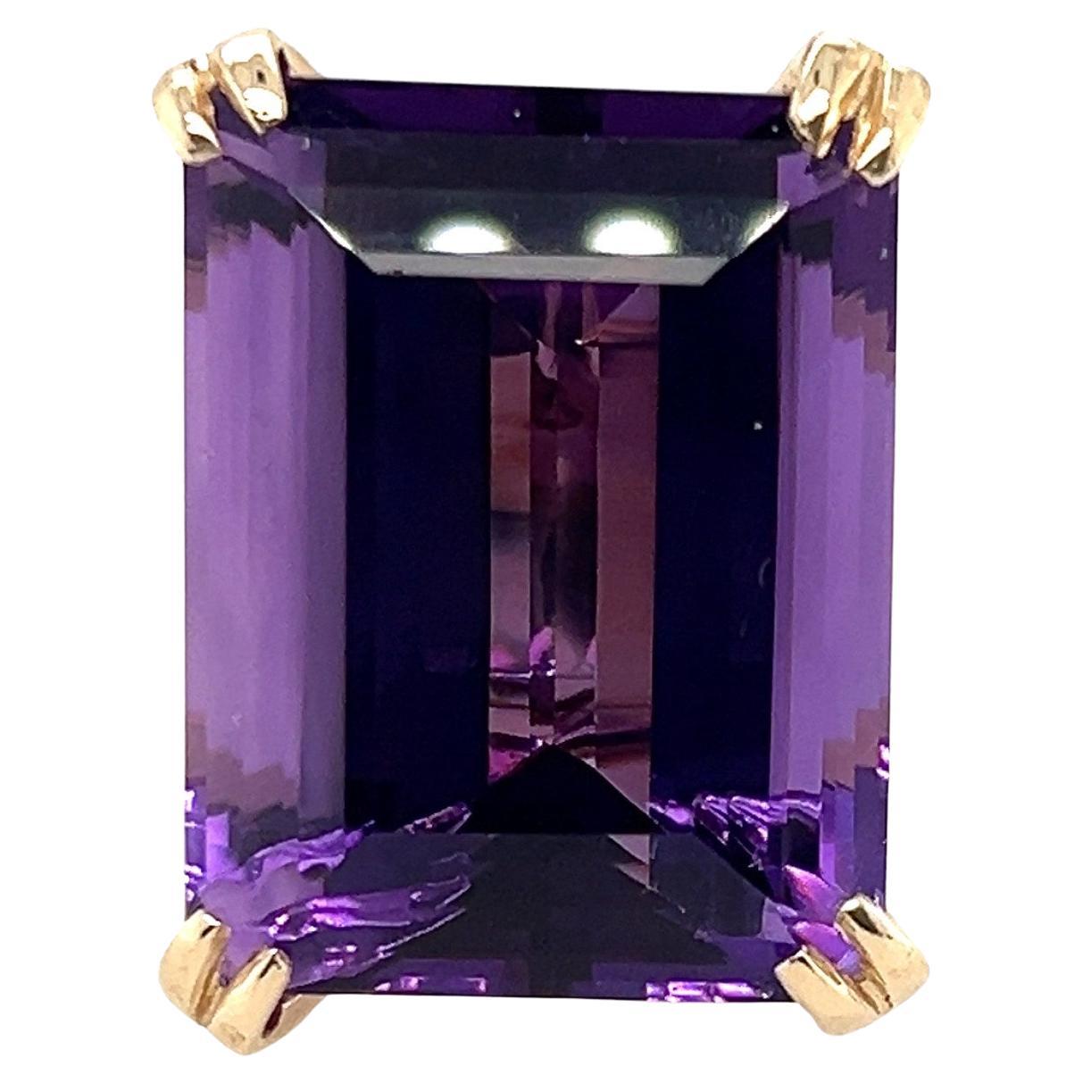 36.82 Carat Amethyst Cocktail Ring in 14kt Gold  For Sale