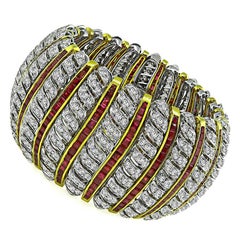 36.83ct Ruby 19.57ct Diamond Two Tone Bracelet