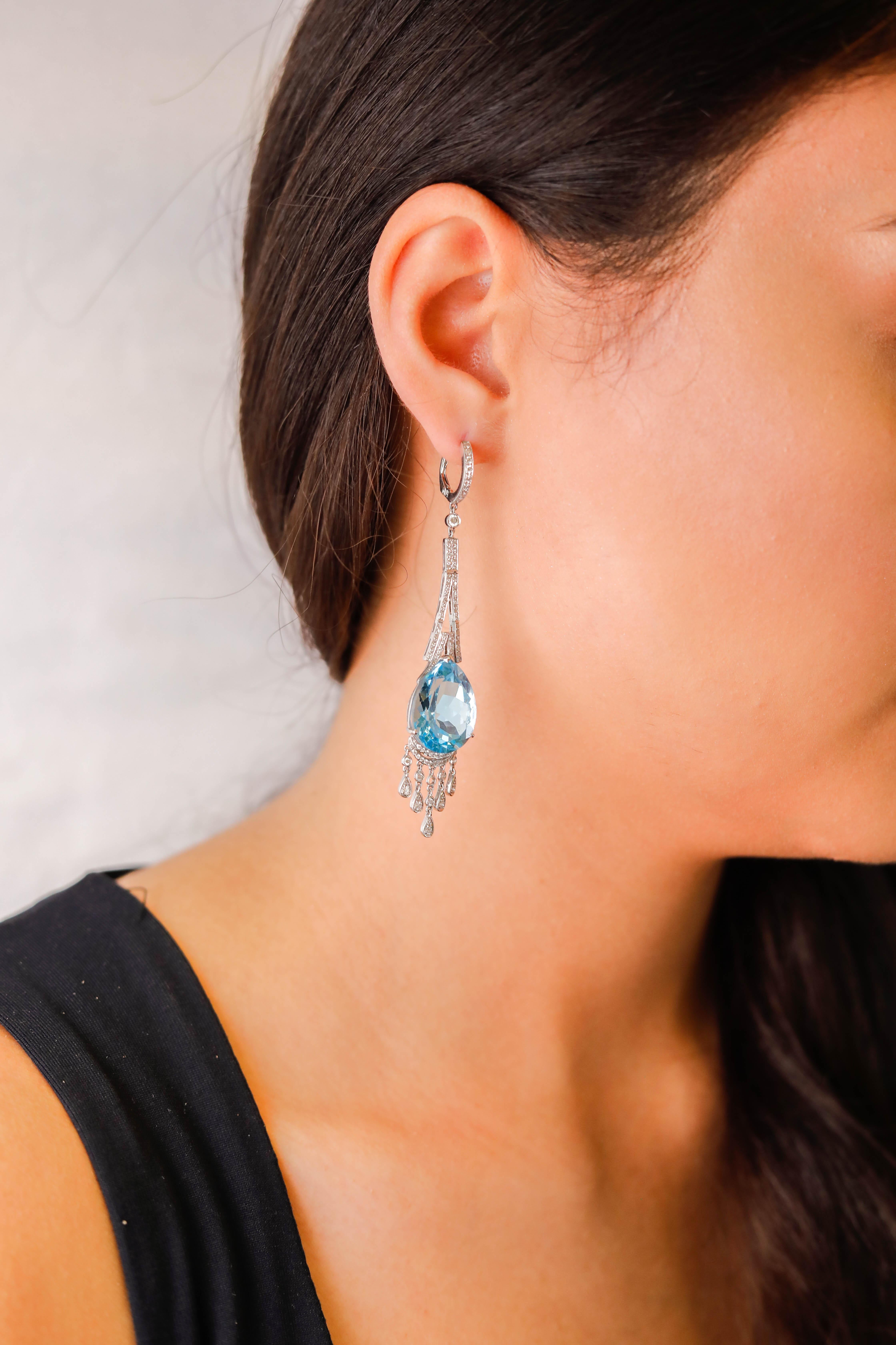 blue diamond drop earrings