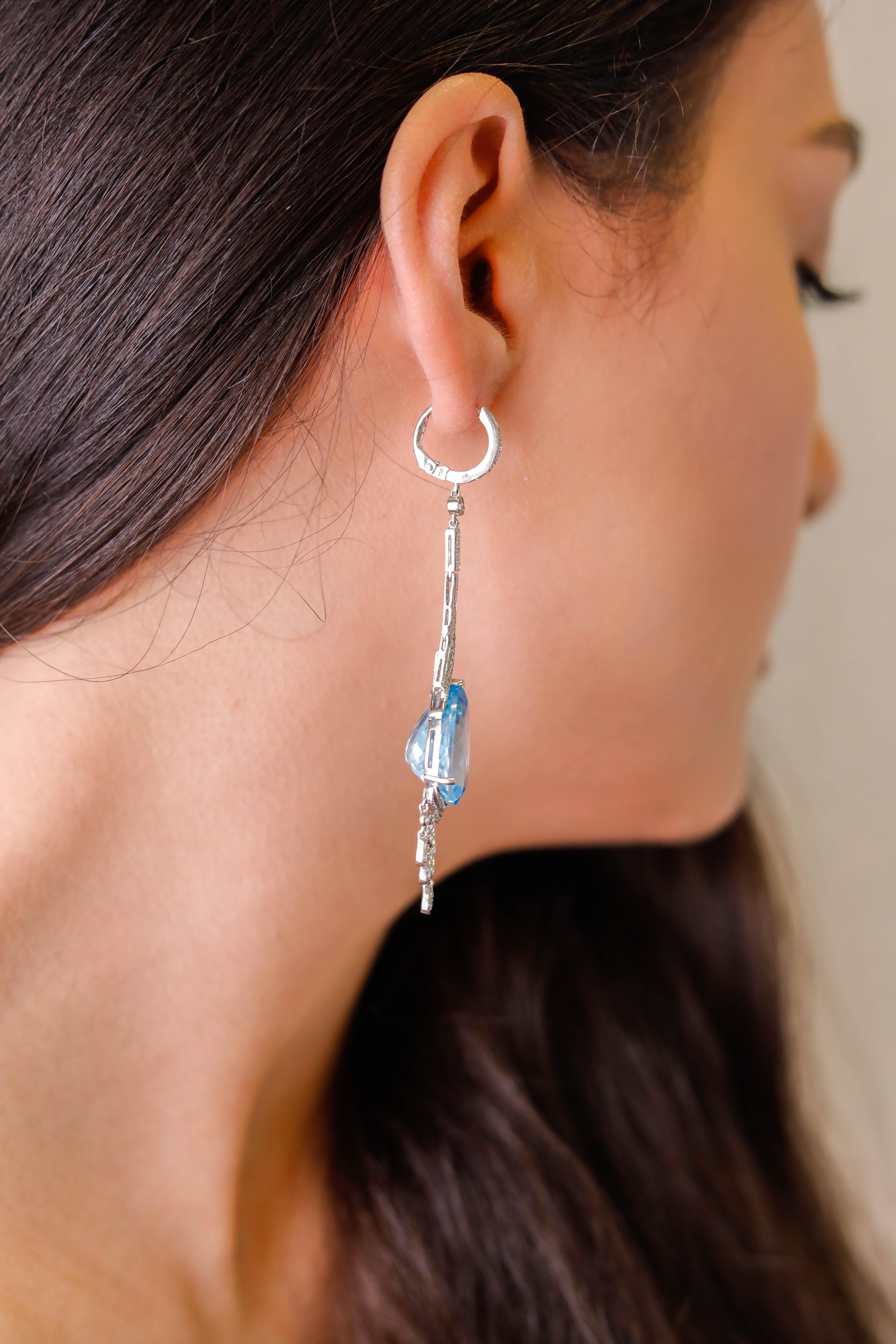 light blue dangling earrings