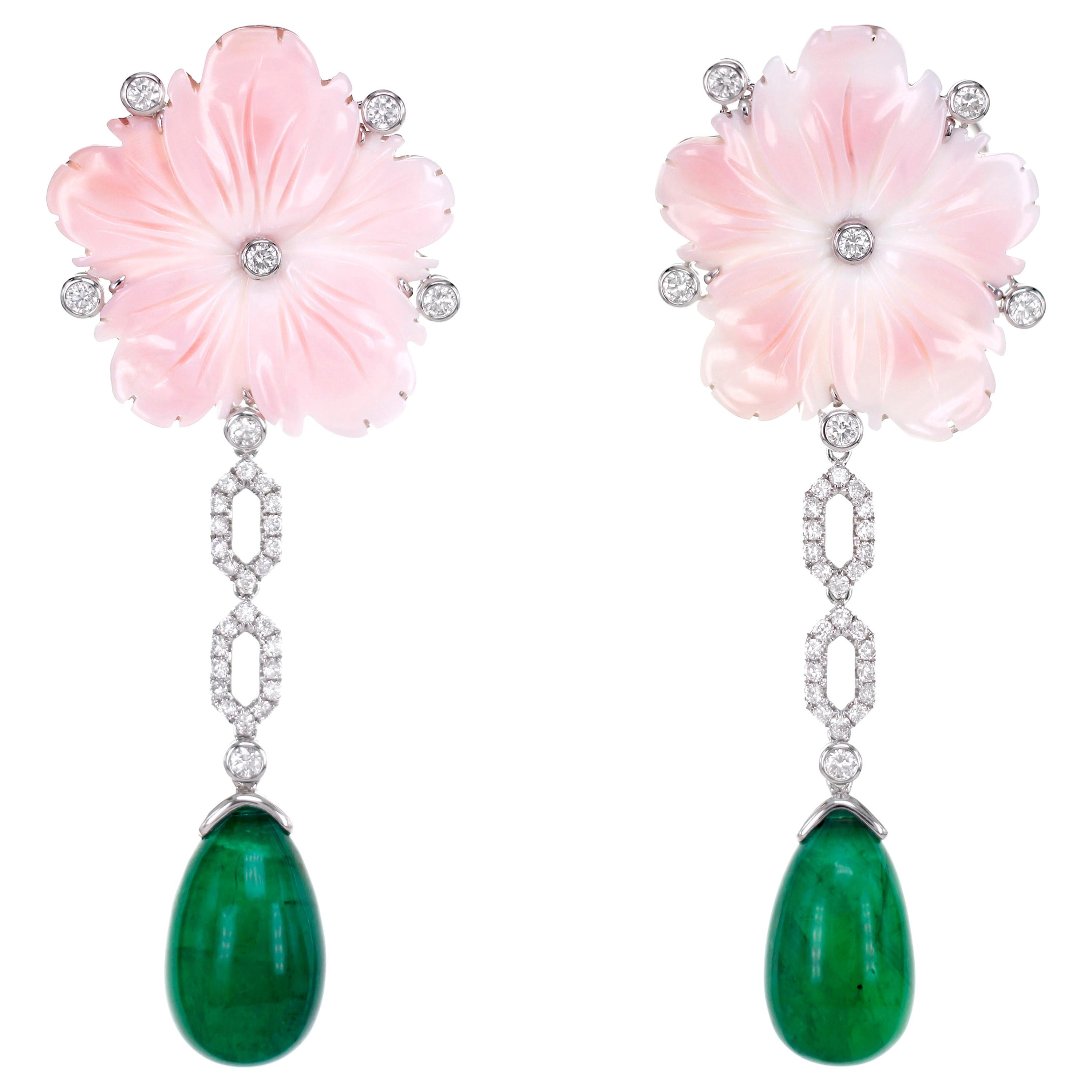 36.85 Carat Emerald Dangle Earring
