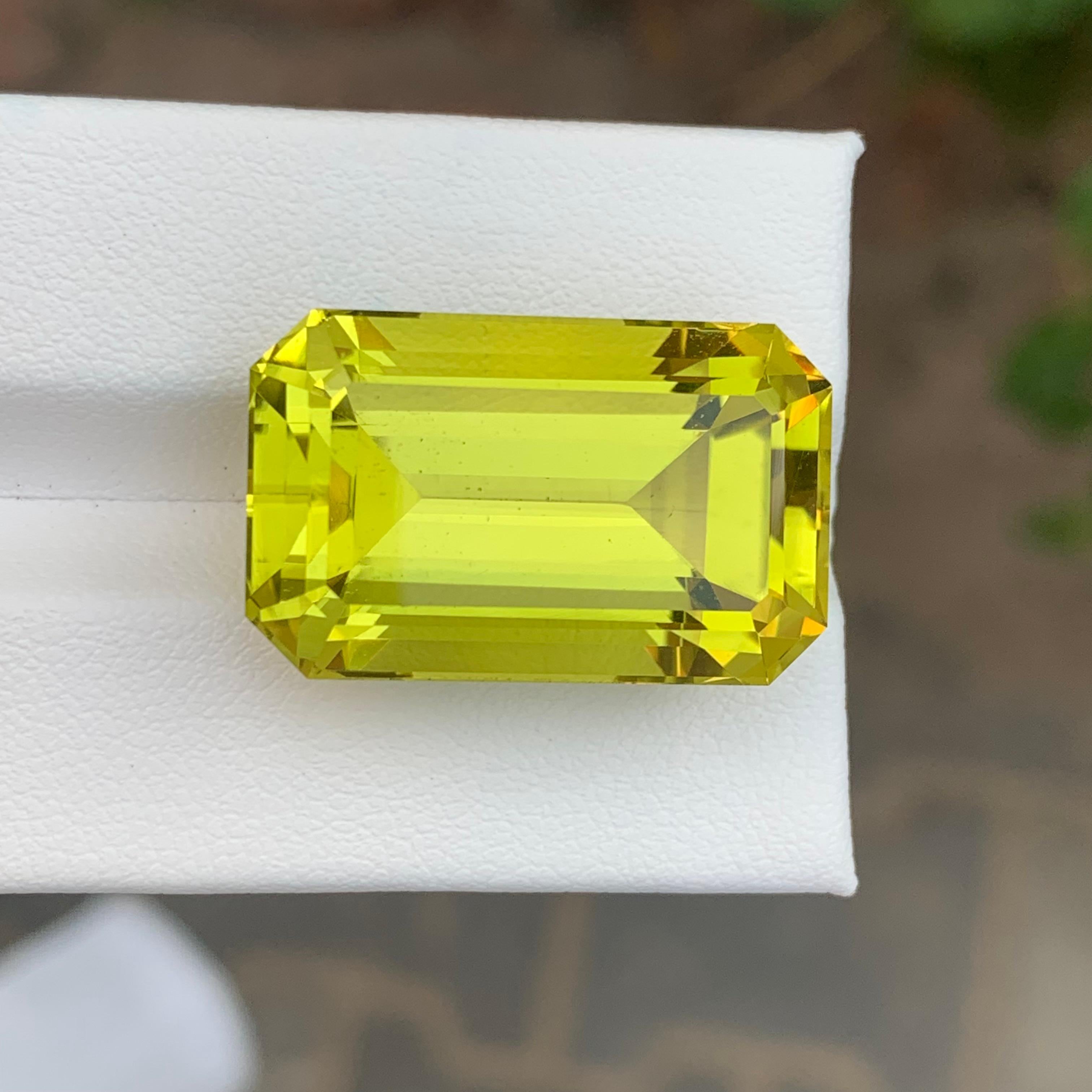 Arts and Crafts 36.85 Carat Natural Loose Green Gold Lemon Quartz Emerald Shape Gemstone For Sale