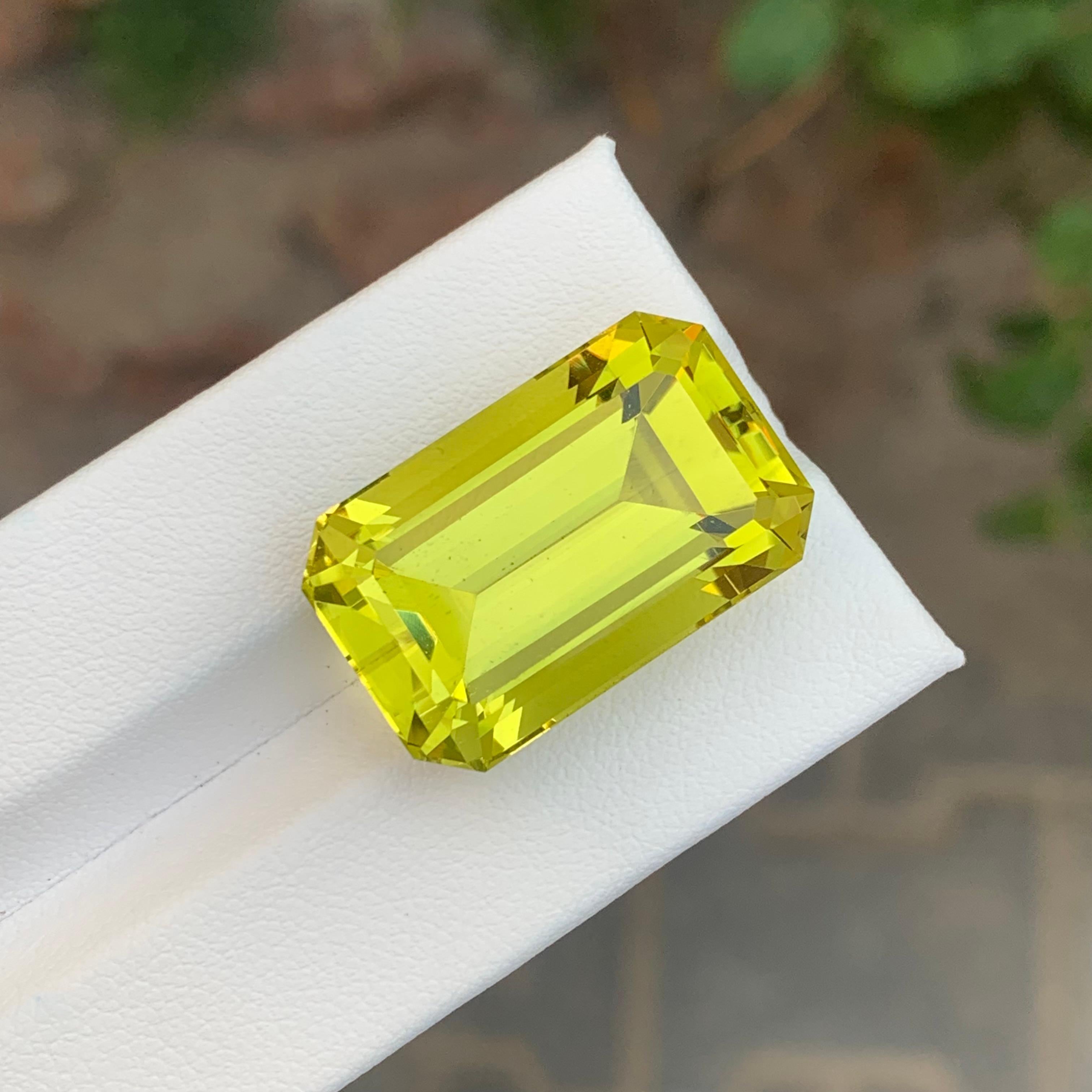 Emerald Cut 36.85 Carat Natural Loose Green Gold Lemon Quartz Emerald Shape Gemstone For Sale