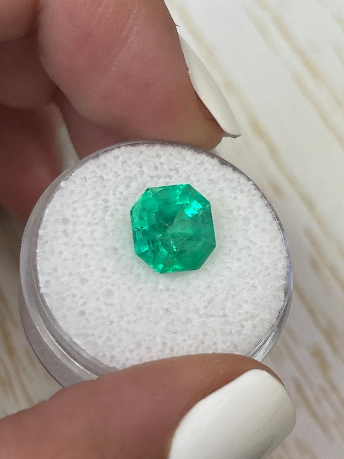 Taille Asscher 3.68ct Luminous Asscher Cut Muzo Green Emerald 9x9 Genuine May Birthstone (pierre de naissance de mai) en vente
