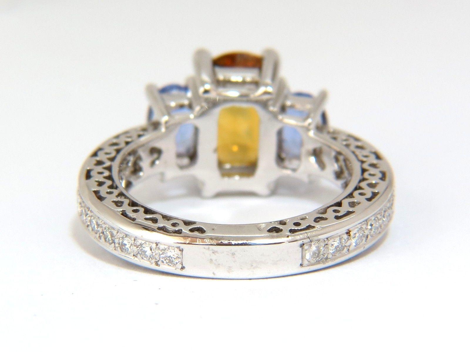 Women's or Men's 3.68CT Natural Fancy Vivid Yellow Brown Sapphire Tanzanite Diamonds Ring 14KT For Sale