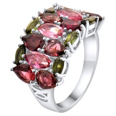 Ring mit einem natürlichen Turmalin von 3,68 Karat in 14-karätigem Gold, Art-Déco-Design