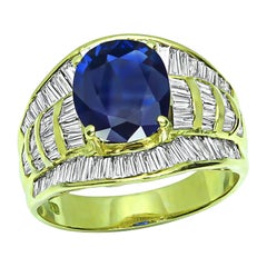 3.68ct Sapphire 2.09ct Diamond 18k Yellow Gold Ring