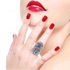 Bague fantaisie en or blanc 18 carats avec plusieurs saphirs et diamants de 3,69 carats