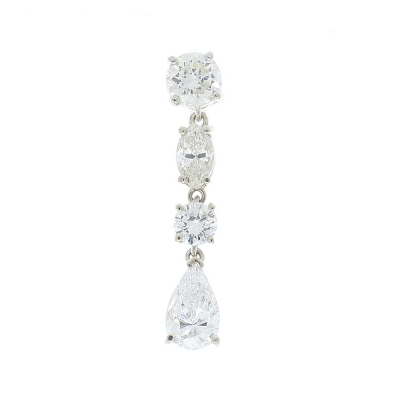 3.69 Carat Total Marquise and Round Diamond Dangle Earring In New Condition In Chicago, IL