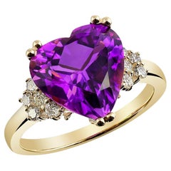 3,69 Karat Amethyst-Diamanten in 14K Gelbgold Ring gefasst
