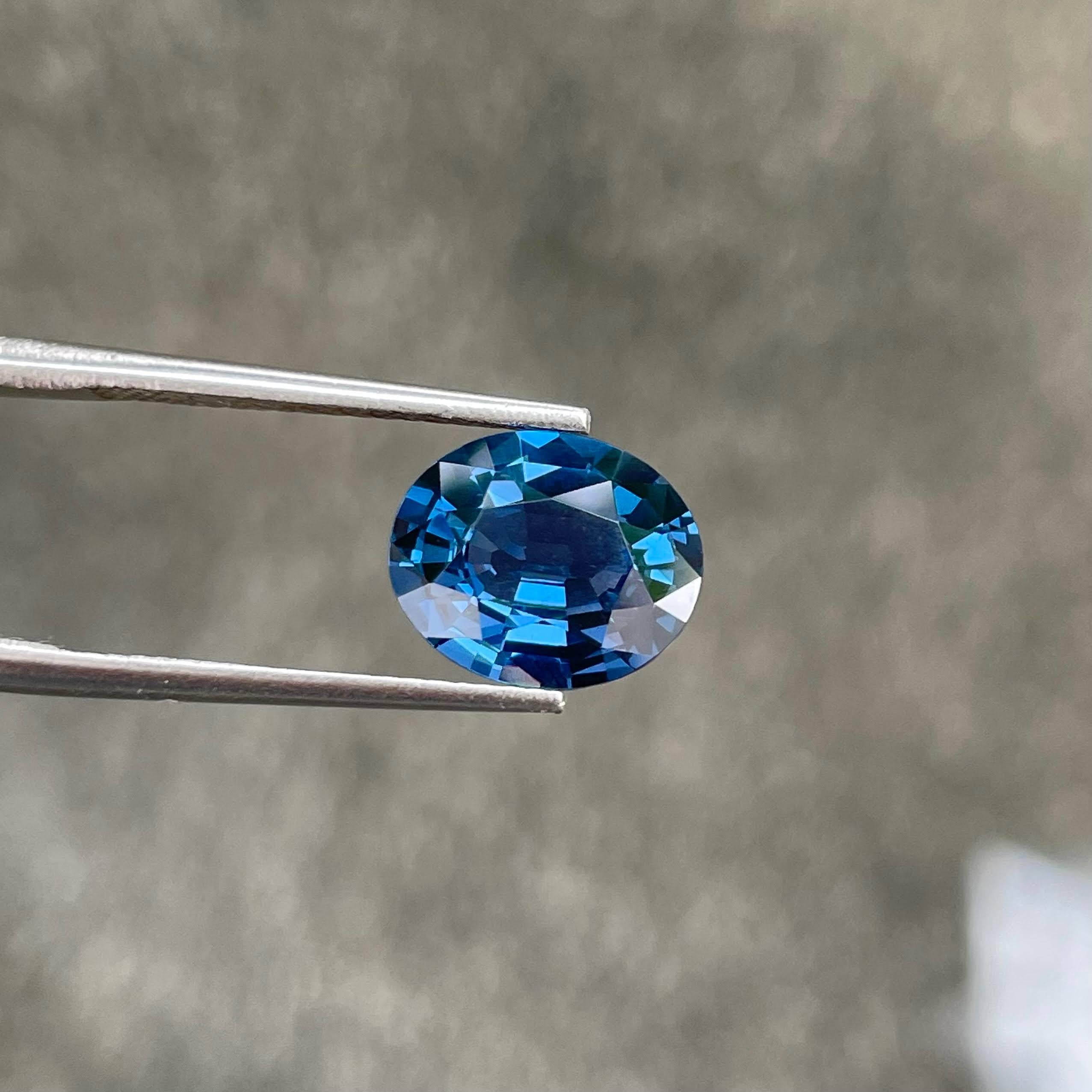Weight 3.69 carats 
Dimensions 10.85x9.00x4.94 mm
Treatment none 
Shape Oval
Cut Oval Mixed
Origin Tanzania
Clarity loupe clean





In a harmonious fusion of nature's artistry, a resplendent 3.69-carat Cobalt Blue Spinel takes center stage,