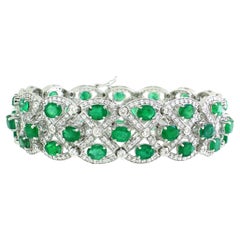 Bracelet de diamants de 3,69 carats et d'émeraudes de 14,22 carats