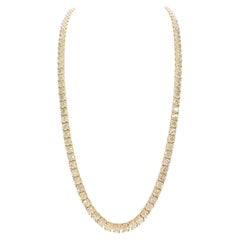 36.90 Carat Natural Diamond Tennis Necklace in 14K Yellow Gold 20" (Collier de tennis en or jaune)