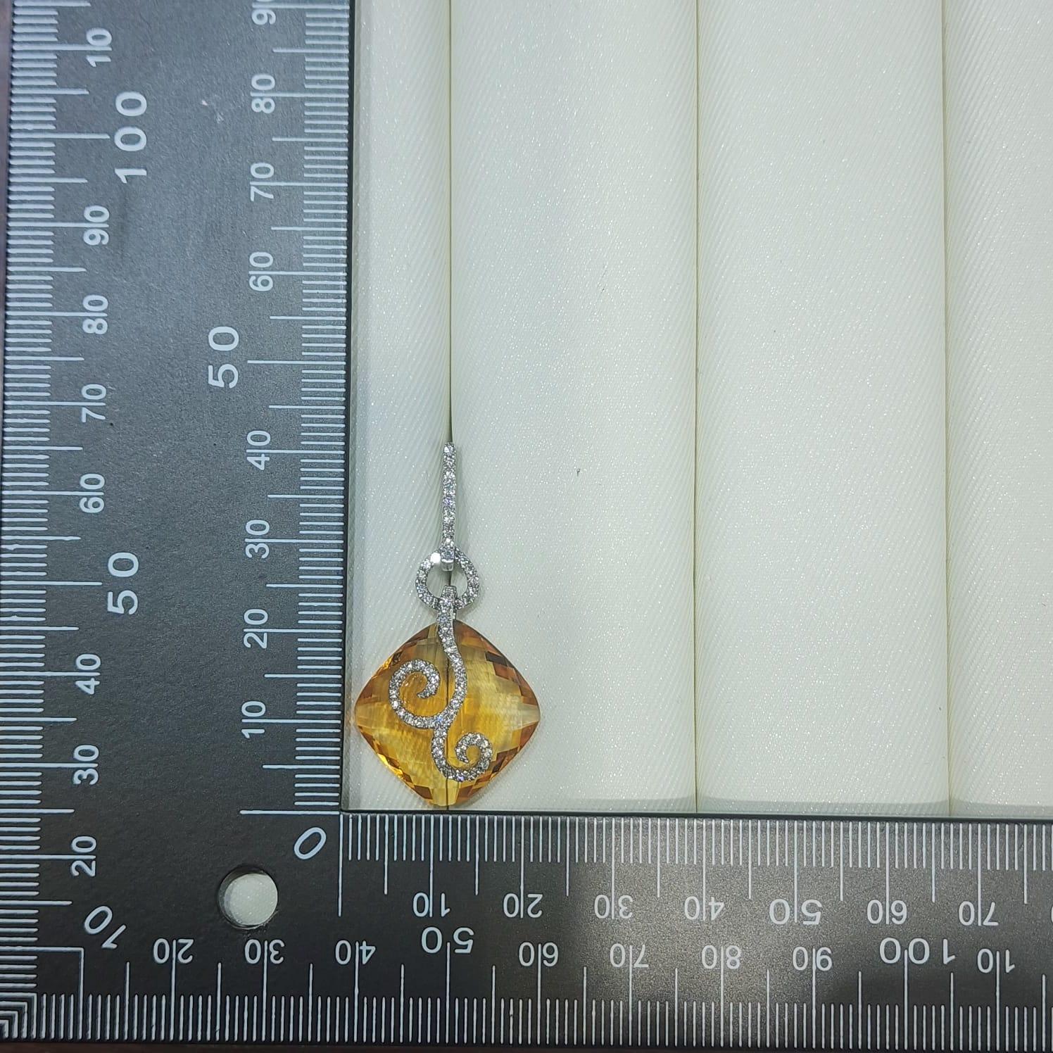Donna Orecchini pendenti con diamanti Citrino da 36,91 carati in oro bianco da 18 carati in vendita