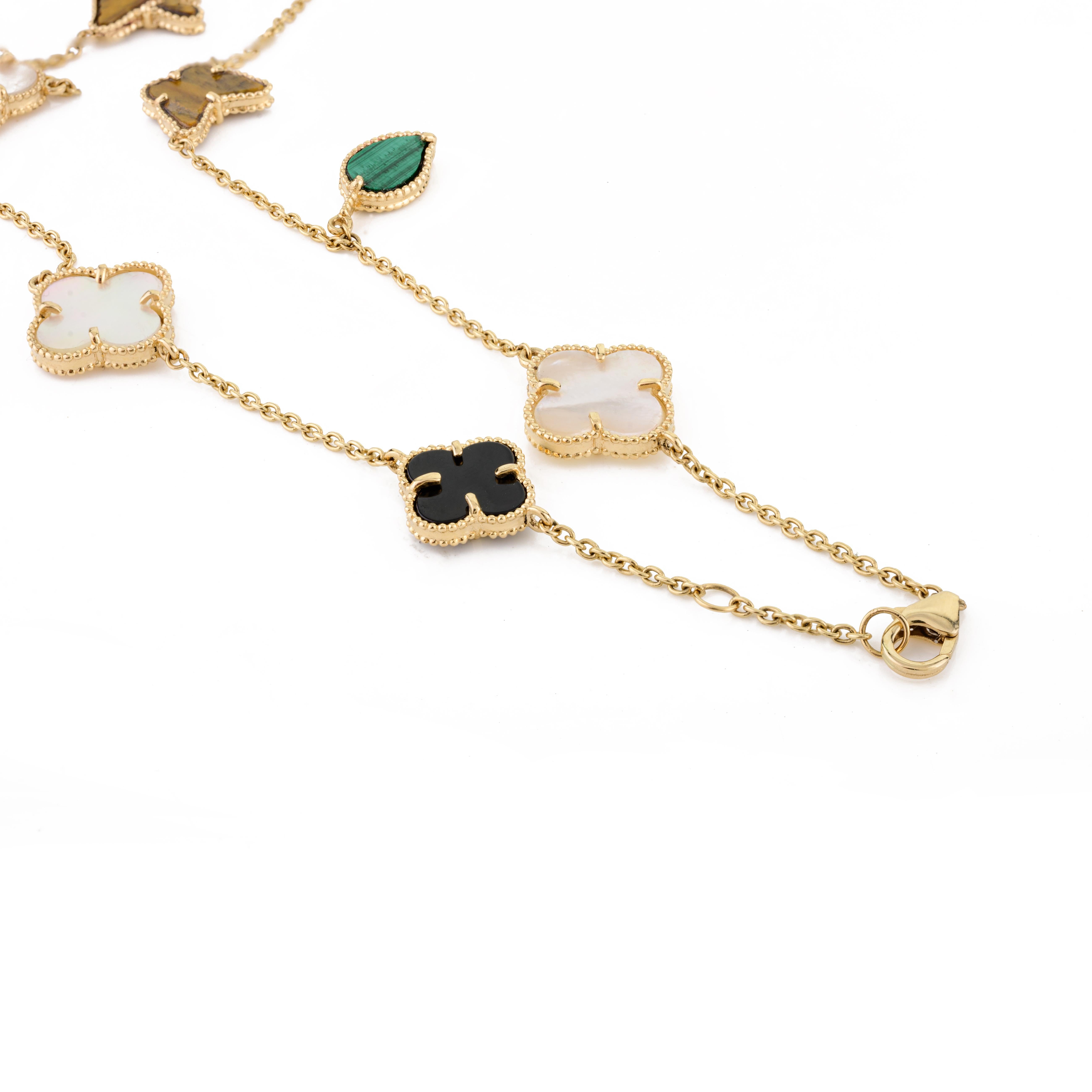 Einzigartige 36,97 CTW Edelstein Lucky Charms Halskette für Mama in 18k Gelbgold Damen