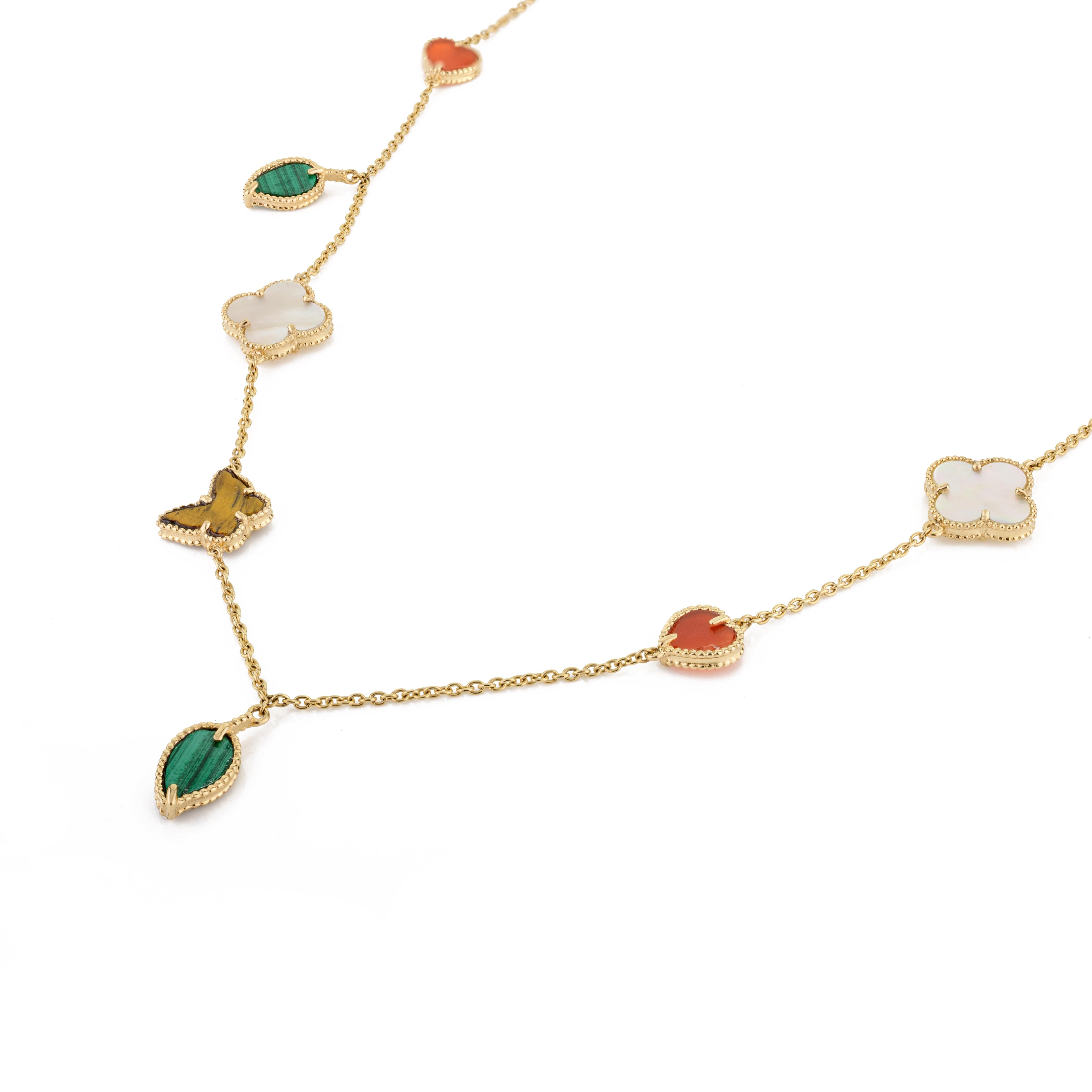 Einzigartige 36,97 CTW Edelstein Lucky Charms Halskette für Mama in 18k Gelbgold 1