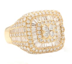 3,69 Karat natürlicher Diamant 14K massiver Gelbgold Herrenring