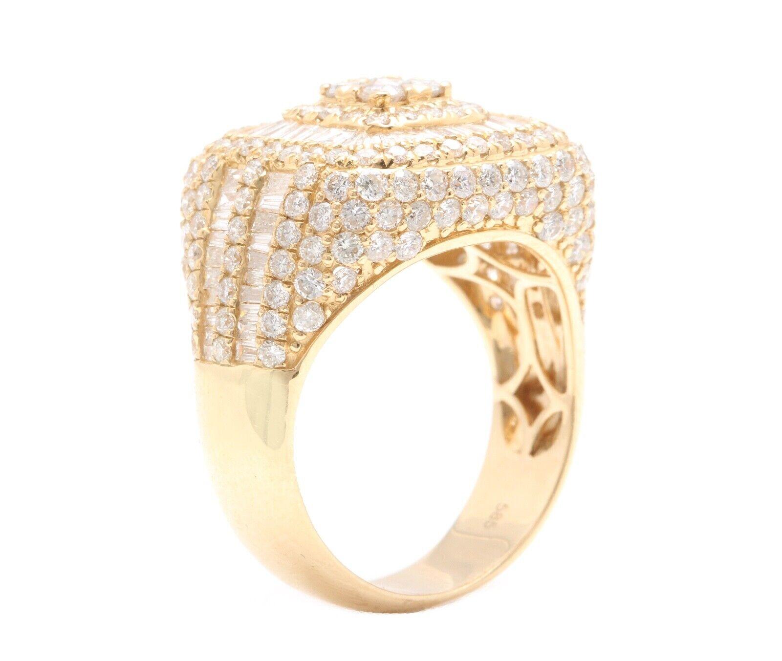 3.69Ct Natural Diamond 14K Solid Yellow Gold Men's Ring In New Condition For Sale In Los Angeles, CA