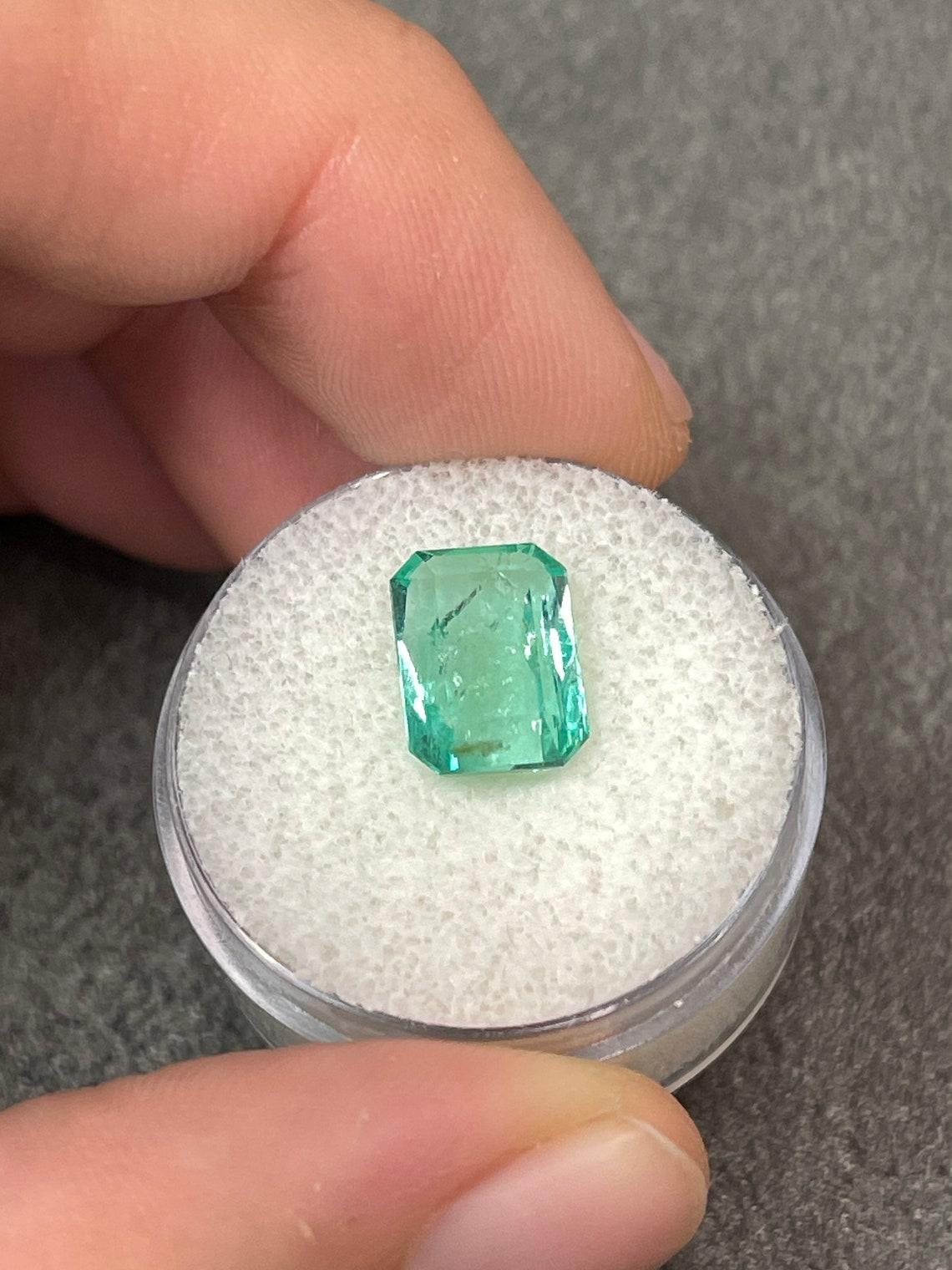3.69ct Seafoam Green Emerald Cut Muzo Colombian Gem Genuine May Birthstone For Sale 1