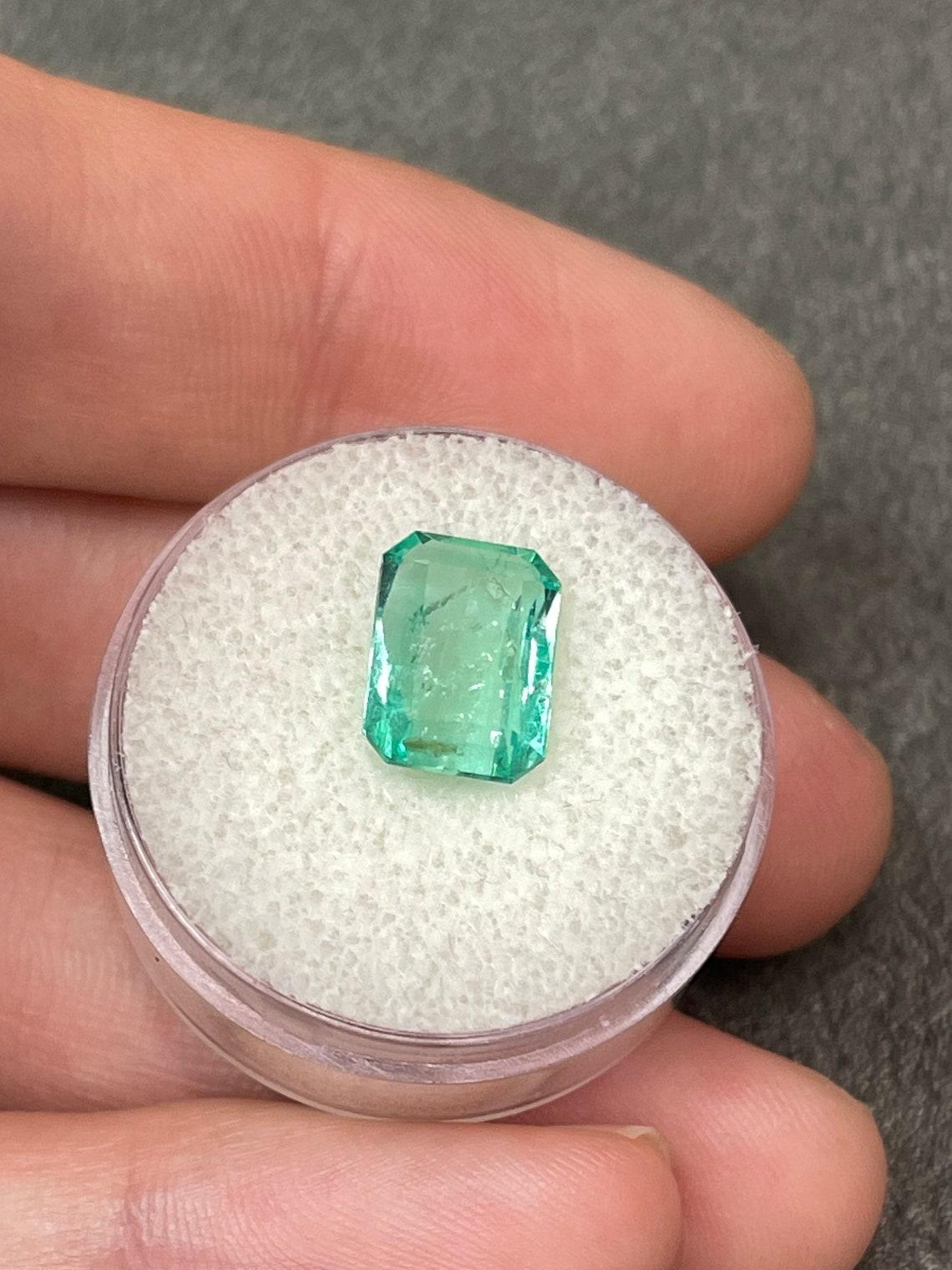 3.69ct Seafoam Green Emerald Cut Muzo Colombian Gem Genuine May Birthstone For Sale 2