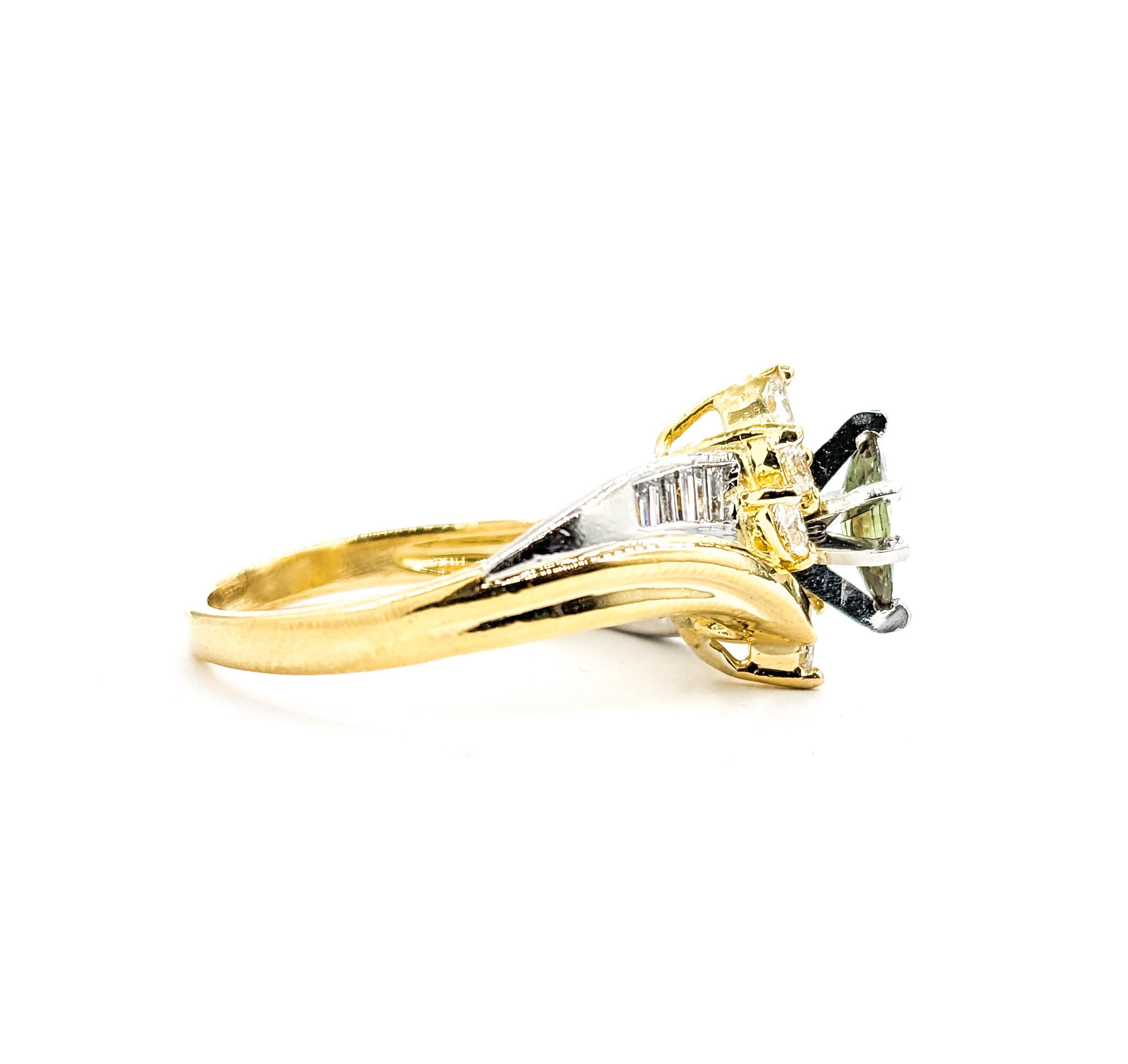 .36c Natürlicher Farbwechsel Alexandrit & Diamant-Ring aus Gelbgold und Platin im Zustand „Hervorragend“ im Angebot in Bloomington, MN
