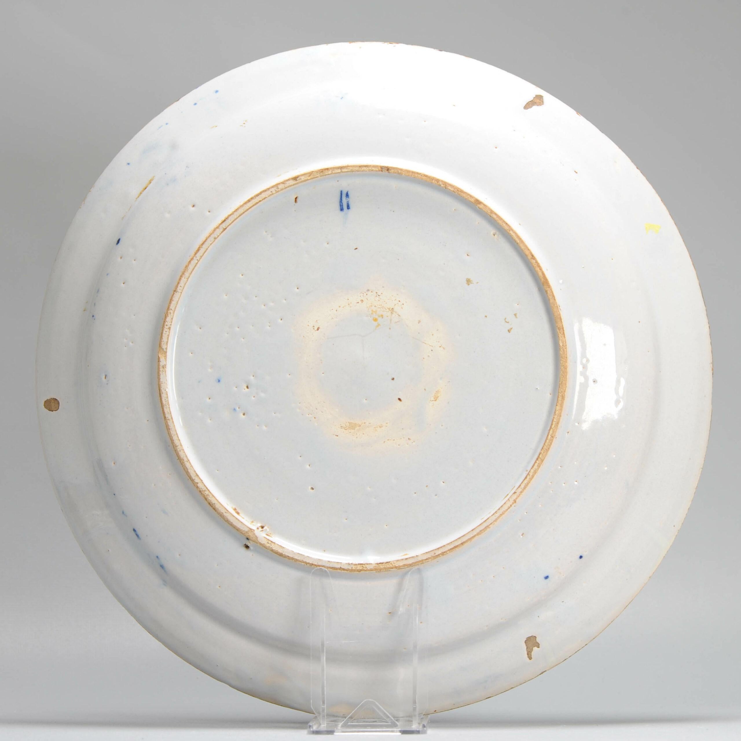 36CM Antique 17/18th c Kraak Style Blue White Dutch Delftware Earthenware Cha. en vente 1